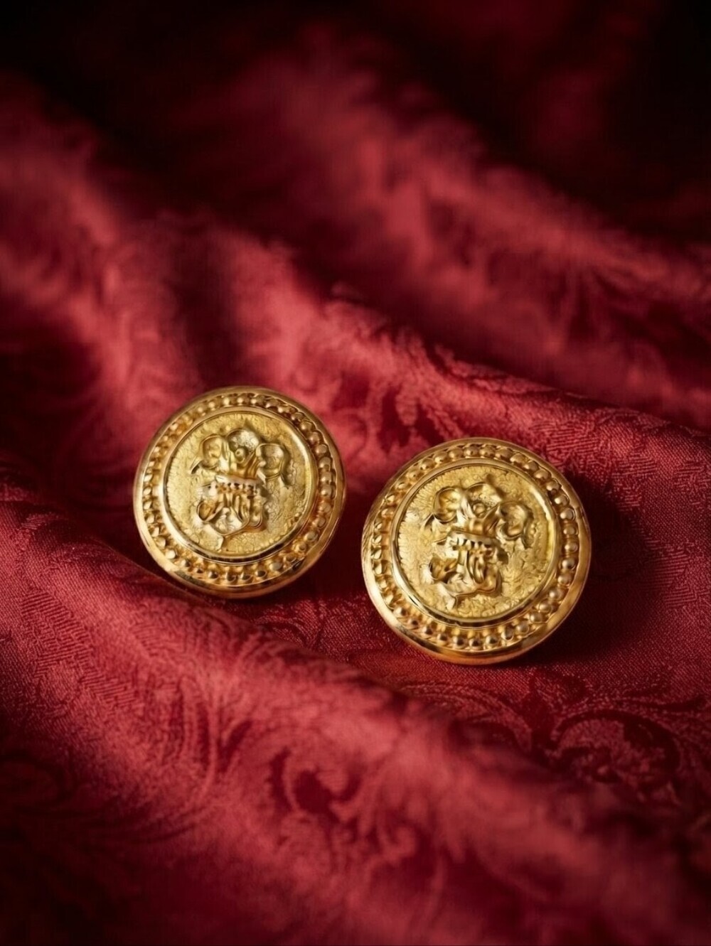 Monet Gold Tone Round Vintage Post Earrings
